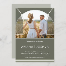 Elegant Olive Photo Arch Wedding Kaart