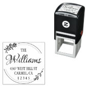 Elegant Olive Round Return-adres Zelfinktende Stempel (In situ)