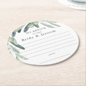 Elegant Olive Sprig Advice Bride Groom Favor Ronde Kartonnen Onderzetter (Gebogen)