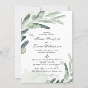 Elegant Olive Sprig Branch Greenery Wedding Kaart