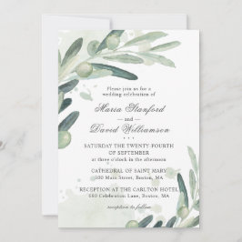 Elegant Olive Sprig Branch Greenery Wedding Kaart