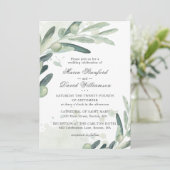Elegant Olive Sprig Branch Greenery Wedding Kaart (Staand voorkant)