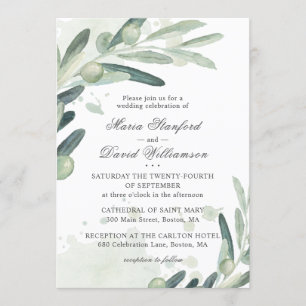 Elegant Olive Sprig Branch Greenery Wedding Kaart