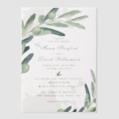 Elegant Olive Sprig Branch Greenery Wedding Vellum Uitnodigingen (Voorkant)