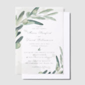 Elegant Olive Sprig Branch Greenery Wedding Vellum Uitnodigingen (Offset)