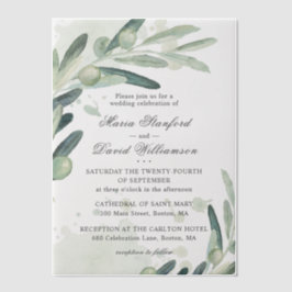 Elegant Olive Sprig Branch Greenery Wedding Vellum Uitnodigingen