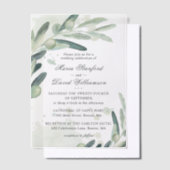 Elegant Olive Sprig Branch Greenery Wedding Vellum Uitnodigingen (Offset)