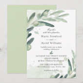 Elegant Olive Sprig Branch Wedding Kaart (Voorkant / Achterkant)