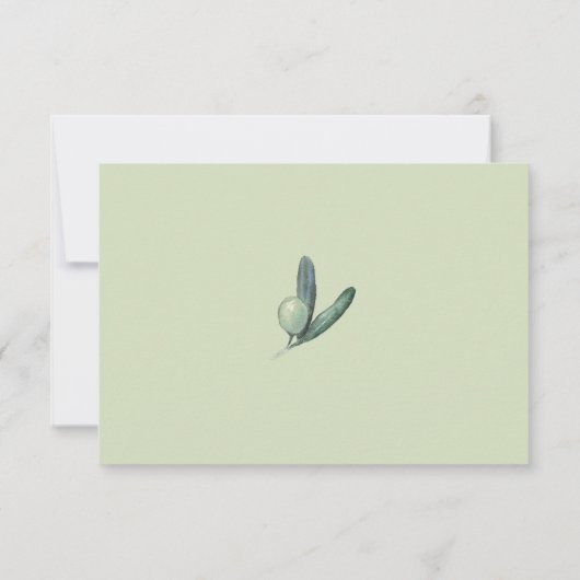 Elegant Olive Sprig Branch Wedding RSVP Kaartje (Achterkant)