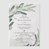 Elegant Olive Sprig Branch Wedding Vellum Uitnodigingen (Voorkant)