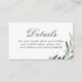 Elegant Olive Sprig Greenery Wedding Details Informatiekaartje (Voorkant)