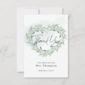 Elegant Olive Sprig Heart WreatVrijgezellenfeest Bedankkaart (Voorkant)