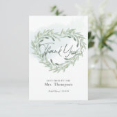 Elegant Olive Sprig Heart WreatVrijgezellenfeest Bedankkaart (Staand voorkant)