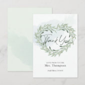 Elegant Olive Sprig Heart WreatVrijgezellenfeest Bedankkaart (Voorkant / Achterkant)