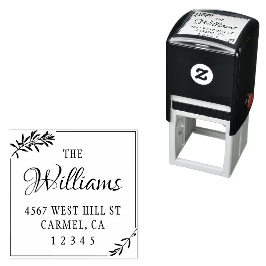 Elegant Olive Square Return-adres Zelfinktende Stempel (In situ)