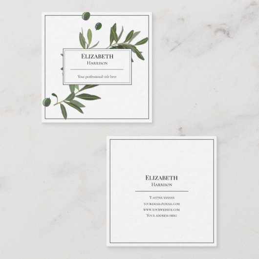 Elegant Olive Tree Visitekaartje (Voorkant / Achterkant)