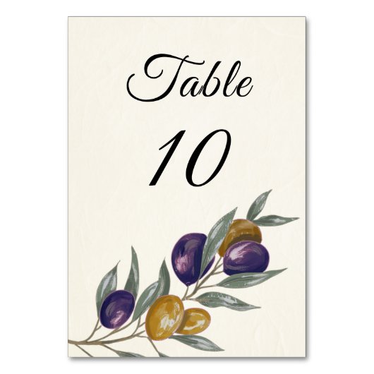 Elegant Olive Trouwtafel Nummer Kaart (Achterkant)