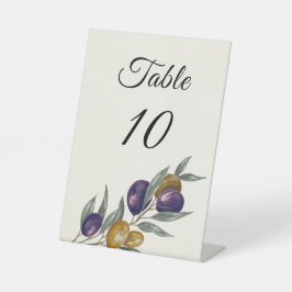 Elegant Olive Trouwtafel Nummer Reclamebord Met Voetstuk