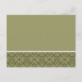 Elegant Olive & White Damask Wedding Invitation Uitnodiging Briefkaart (Achterkant)