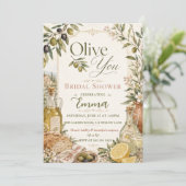 Elegant Olive You Bruiloftsfeest Kaart (Staand voorkant)