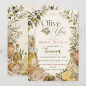 Elegant Olive You Bruiloftsfeest Kaart (Voorkant / Achterkant)