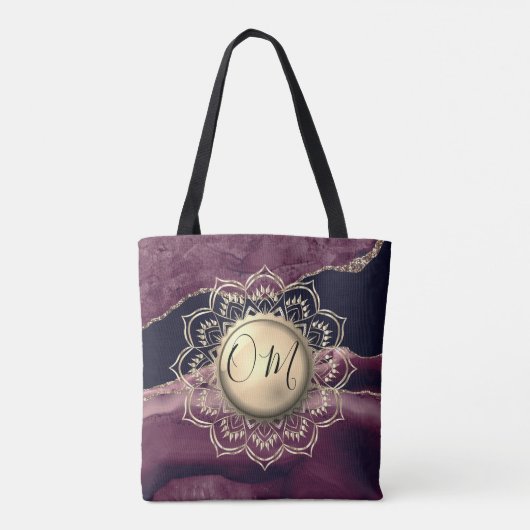Elegant OM Mandala Marble Canvas tas (Achterkant)