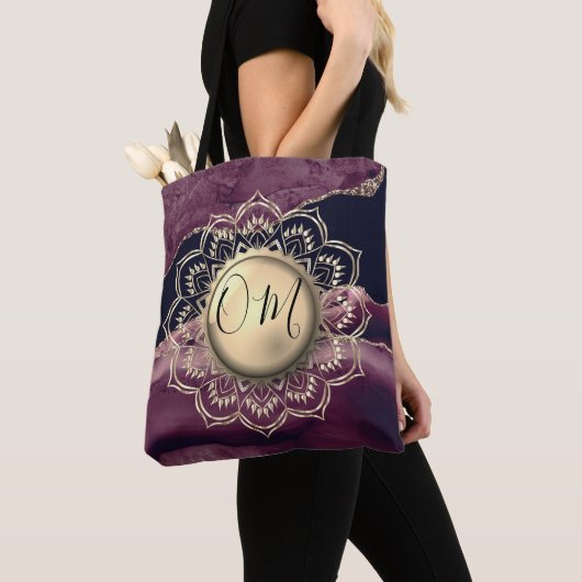 Elegant OM Mandala Marble Canvas tas (Dichtbij)