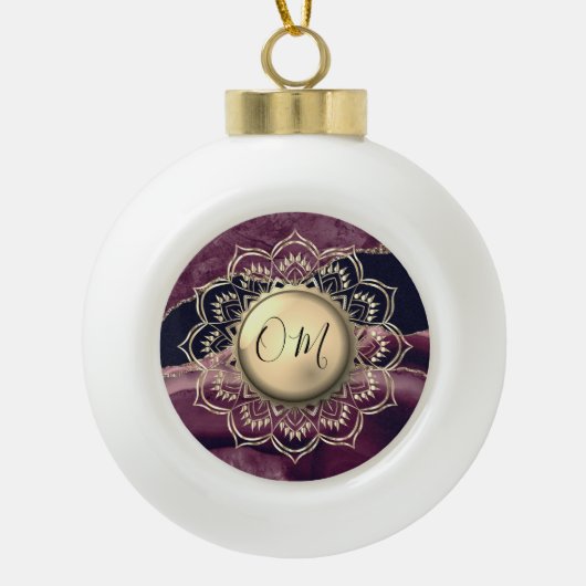 Elegant OM Mandala Marble Ceramic Ball Christma Keramische Bal Ornament (Voorkant)