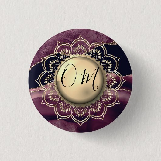 Elegant OM Mandala Marble Ronde Button 3,2 Cm (Voorkant)