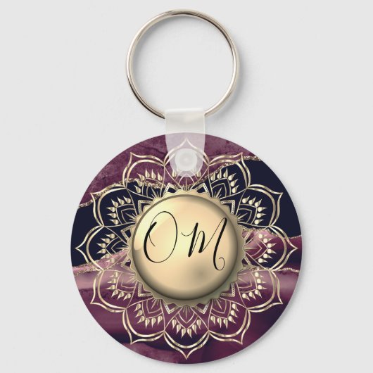 Elegant OM Mandala Marble Sleutelhanger (Voorkant)