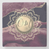 Elegant OM Mandala Marble Stenen Onderzetter (Voorkant)