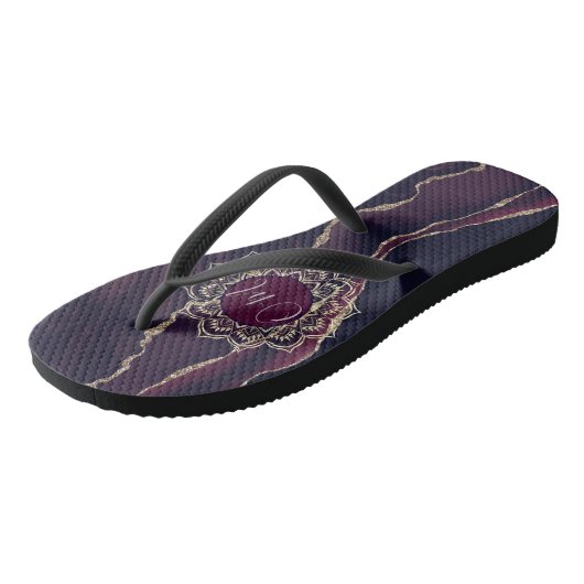 Elegant OM Mandala over Agate Teenslippers (Schuin)