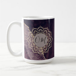 Elegant OM Mandala over Marble Agate Koffiemok