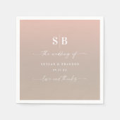 Elegant Ombre Blush & Beige Monogrammed Wedding Servet (Voorkant)