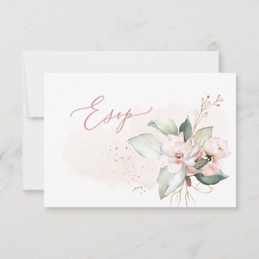Elegant Ombre Blush Pink Blue Rozen, Meal RSVP Kaart (Achterkant)