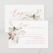 Elegant Ombre Blush Pink Blue Rozen, Meal RSVP Kaart (Voorkant / Achterkant)