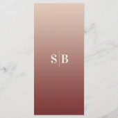 Elegant Ombre Champagne en Cinnamon Red Wedding Menu (Achterkant)