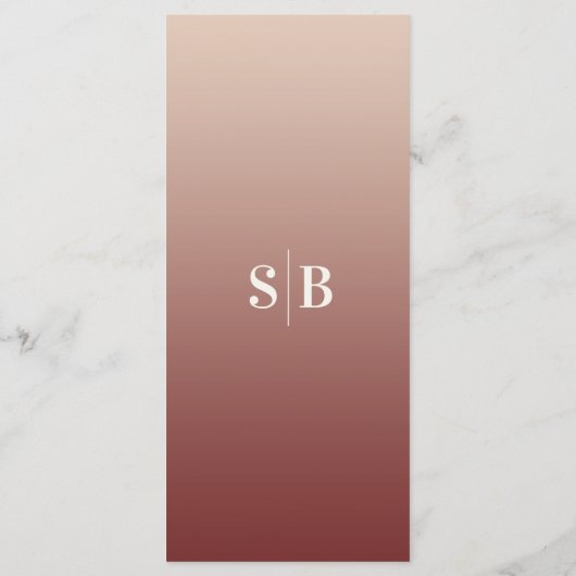 Elegant Ombre Champagne en Cinnamon Red Wedding Menu (Achterkant)