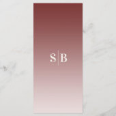 Elegant Ombre Cinnamon Red & Powder Pink Wedding Menu (Achterkant)