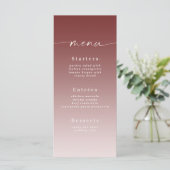 Elegant Ombre Cinnamon Red & Powder Pink Wedding Menu (Staand voorkant)