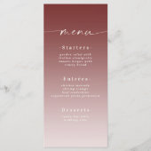Elegant Ombre Cinnamon Red & Powder Pink Wedding Menu (Voorkant)