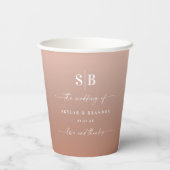 Elegant Ombre Clay & Pink Monogrammed Wedding Papieren Bekers (Achterkant)