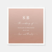 Elegant Ombre Clay & Pink Monogrammed Wedding Servet (Voorkant)