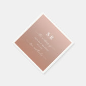 Elegant Ombre Clay & Pink Monogrammed Wedding Servet (Hoek)