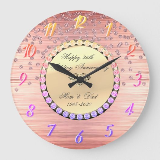 Elegant Ombre Diamonds 25th Wedding Jubileum Grote Klok (Voorkant)