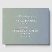 Elegant Ombre Dusty Blue & Leaf Green Wedding Gastenboek (Voorkant)