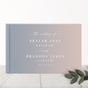 Elegant Ombre Dusty Blue & Light Pink Wedding Gastenboek