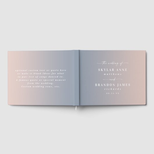 Elegant Ombre Dusty Blue & Light Pink Wedding Gastenboek (Volledig)
