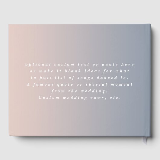 Elegant Ombre Dusty Blue & Light Pink Wedding Gastenboek (Achterkant)