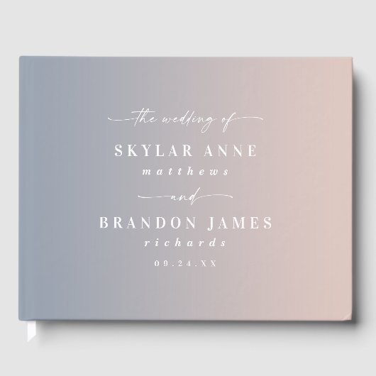 Elegant Ombre Dusty Blue & Light Pink Wedding Gastenboek (Voorkant)